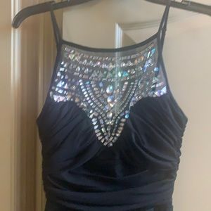 Black rhinestone pleated dress formal and:or evening attire